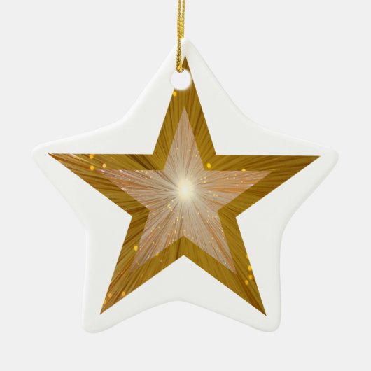 Gold Star ornament, wit met ster Keramisch Ornament (Voorkant)