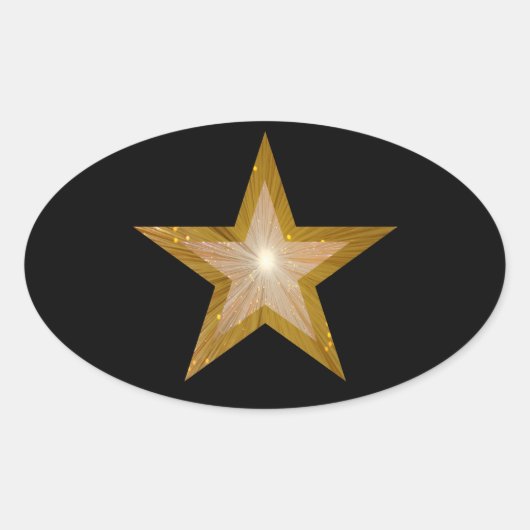 Gold Star ovale sticker zwart (Voorkant)