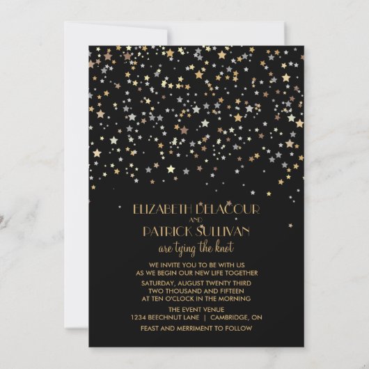 Gold Star Parties scintillant Confetti Faire-part (Dos)