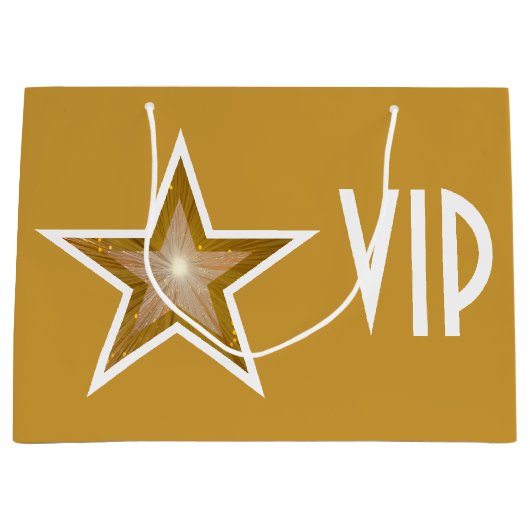 Gold Star-print VIP Goud groot Large Cadeauzakje (Voorkant)