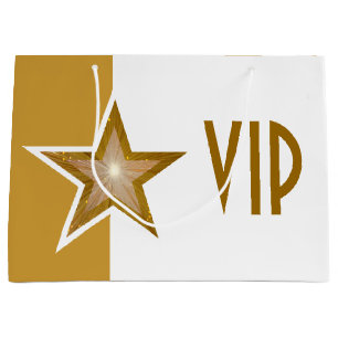 Gold Star print VIP Goud wit groot Cadeauzakje