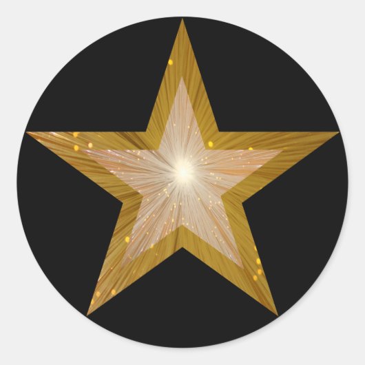 Gold Star ronde sticker zwart (Voorkant)