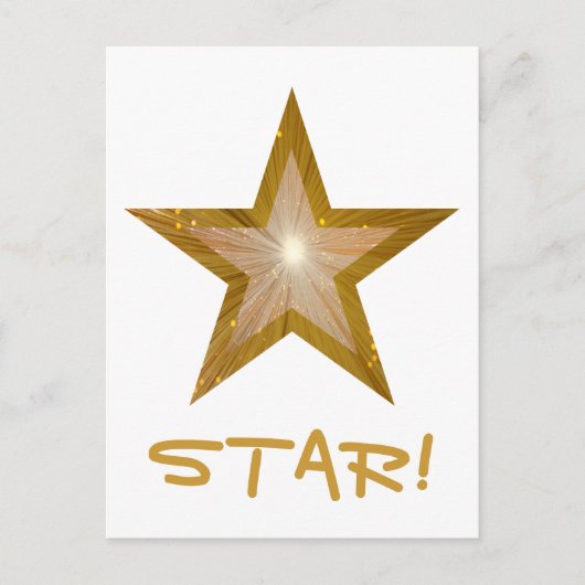 Gold Star 'STAR'! briefkaart wit (Voorkant)