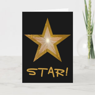 Gold Star 'STAR' Carte "Merci" noir vertical