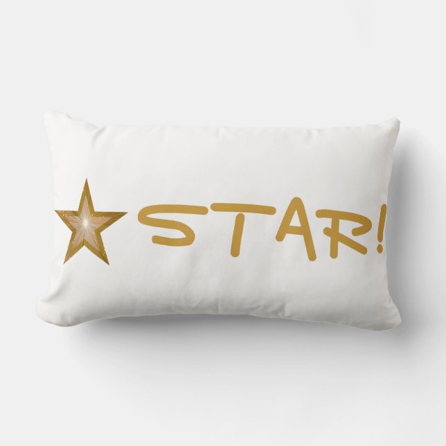 "Gold" Star 'STAR!" gooi kussen lumbwit (Voorkant)