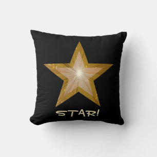 "Gold" Star 'STAR!" gooi kussen zwart naar zwart