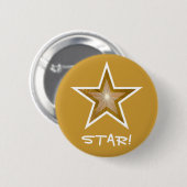 "Gold" Star 'STAR!"-knoopgoud Ronde Button 5,7 Cm (Voorkant /achterkant)