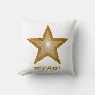 "Gold" Star 'STAR!' lancer oreiller carré blanc