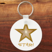 Gold Star 'STAR!' sleutelhanger wit (Voorkant)
