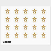 Gold Star 'SUPER!' autocollant rond blanc (Feuille)
