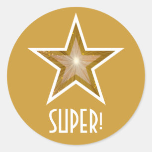 Gold Star 'SUPER!' autocollant rond jaune