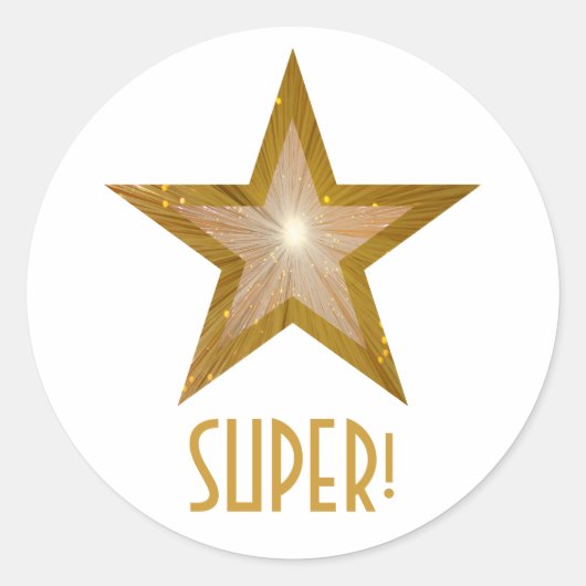 Gold Star 'SUPER', rond sticker wit (Voorkant)