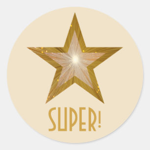Gold Star 'SUPER', ronde sticker crème