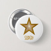 'Gold' Star 'SUPER'-toets wit Ronde Button 5,7 Cm (Voorkant /achterkant)