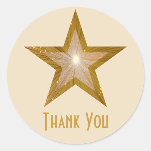 Gold Star "Thank You" ronde sticker (Voorkant)