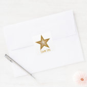 "Gold" Star 'Thank You' vierkante sticker wit (Envelop)