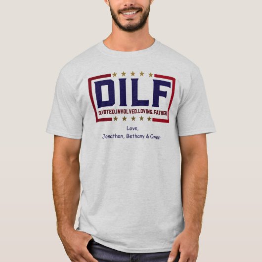 Gold Star Toegewijde Vaderdag T-shirt (Voorkant)