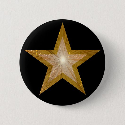 "Gold" Star-toets zwart Ronde Button 5,7 Cm (Voorkant)