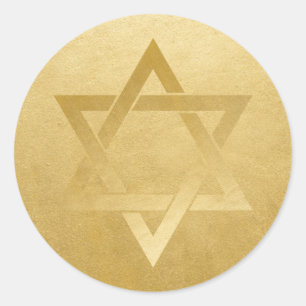 Gold Star van David Elegant Circle Ronde Sticker