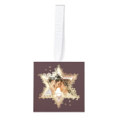 Gold Star van David Mr & Mrs First Hanukkah Foto Kubus Ornament (Voorkant)