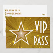 Gold Star 'VIP PASS' horizontaal wit achterzijde Kaart (Voorkant / Achterkant)