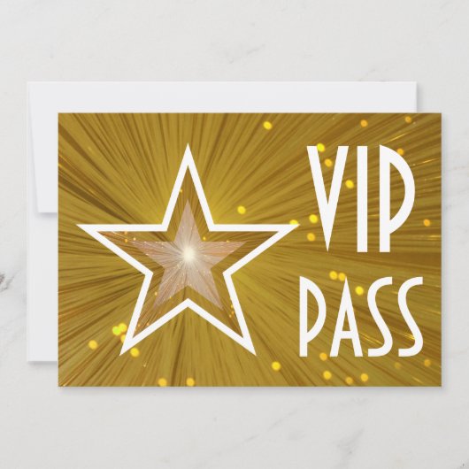 Gold Star 'VIP PASS'-uitnodiging horizontaal Kaart (Voorkant)