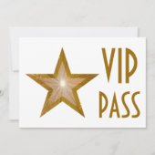 Gold Star 'VIP PASS'-uitnodiging, horizontaal wit Kaart (Voorkant)