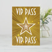 Gold Star 'VIP PASS'-uitnodiging wit Kaart (Staand voorkant)