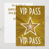 Gold Star 'VIP PASS'-uitnodiging wit Kaart (Voorkant / Achterkant)