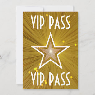 Gold Star 'VIP PASS'-uitnodiging wit Kaart