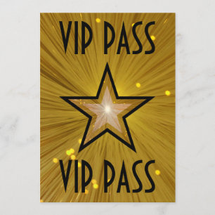 Gold Star 'VIP PASS'-uitnodiging zwart Kaart