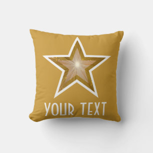 "Gold Star" 'Votre Texte jetez oreiller carré or