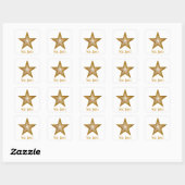 Gold Star 'Well Done' sticker carré blanc (Feuille)