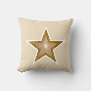 "Gold" Star White square white back Kussen