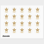Gold Star 'WINNER!' autocollant rond blanc (Feuille)