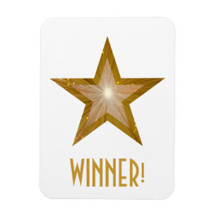 "Gold" Star 'Winner!" buigzaam magneet wit