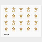 Gold Star 'WINNER!' carré autocollant blanc (Feuille)