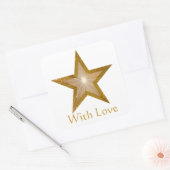 Gold Star 'With Love' vierkante sticker wit (Envelop)