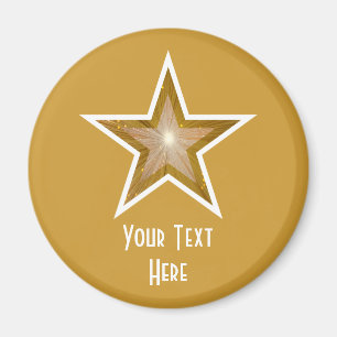"Gold" Star "Your Text", aimant frigo or