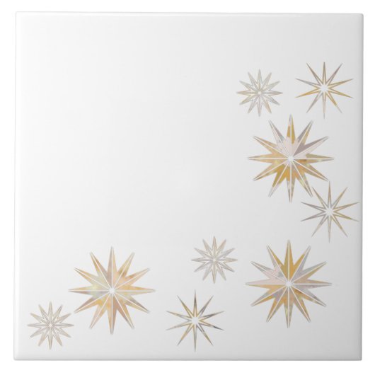 Gold Starburst Ceramic Tile Tegeltje (Voorkant)