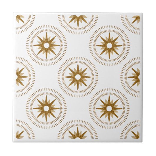 Gold Starburst Medallion gepatterd Tegeltje (Voorkant)