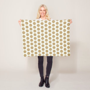 Gold Starburst Mid-Century Modern Pattern Fleece Deken