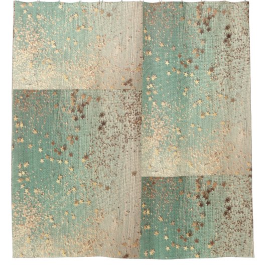 Gold Stardust op Zee Green Douchegordijn (Voorkant)