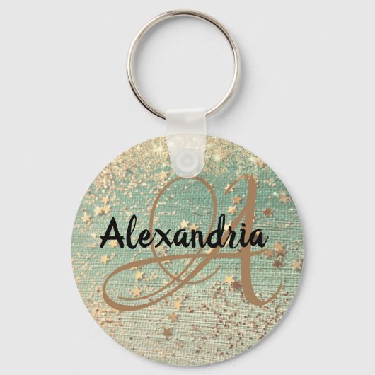 Gold Stardust op Zee Green Sleutelhanger (Voorkant)