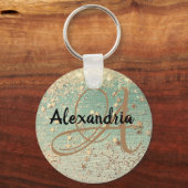 Gold Stardust op Zee Green Sleutelhanger (Voorkant)