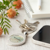 Gold Stardust op Zee Green Sleutelhanger (Zijkant)