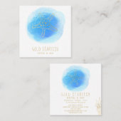 *~* Gold STARFISH Beach Ocean Zee White Blue Blob Vierkante Visitekaartje (Voorkant / Achterkant)