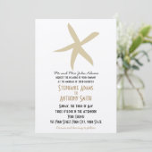 Gold Starfish Nautical Beach Wedding Kaart (Staand voorkant)