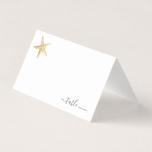 Gold Starfish Place Card met Beach Donatie Poem Visitekaartjes