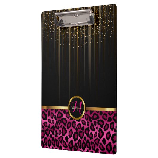 Gold Starlight en helder roze glitter design Klembord (Links)